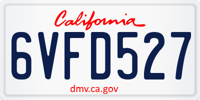 CA license plate 6VFD527