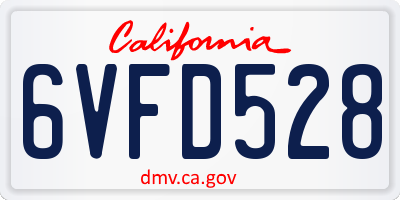 CA license plate 6VFD528
