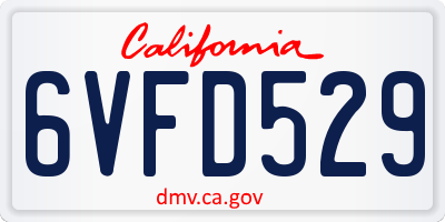 CA license plate 6VFD529