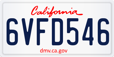 CA license plate 6VFD546