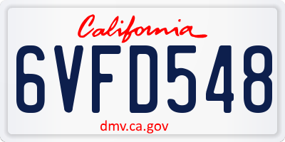 CA license plate 6VFD548