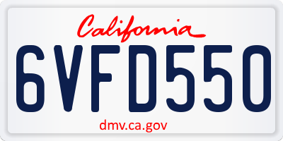 CA license plate 6VFD550