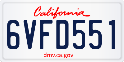 CA license plate 6VFD551