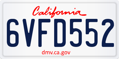 CA license plate 6VFD552