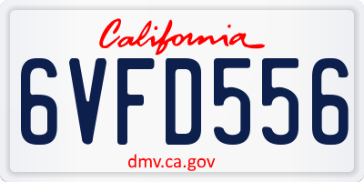CA license plate 6VFD556