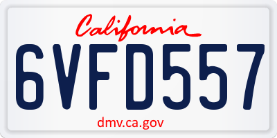 CA license plate 6VFD557