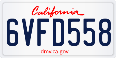 CA license plate 6VFD558