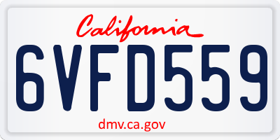 CA license plate 6VFD559