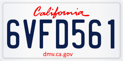 CA license plate 6VFD561