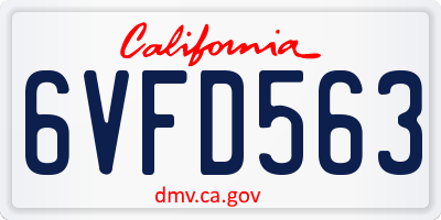 CA license plate 6VFD563