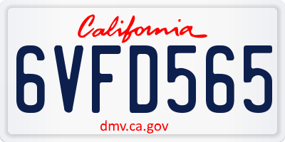 CA license plate 6VFD565