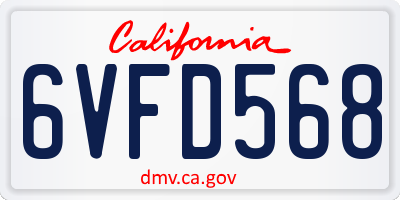 CA license plate 6VFD568
