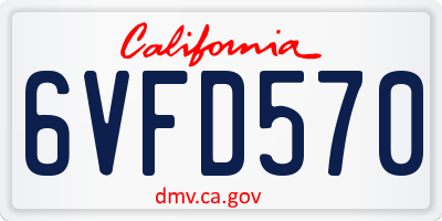 CA license plate 6VFD570