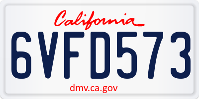 CA license plate 6VFD573