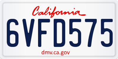 CA license plate 6VFD575