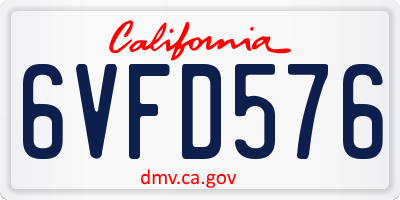 CA license plate 6VFD576