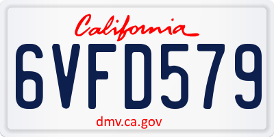 CA license plate 6VFD579