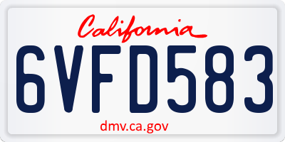 CA license plate 6VFD583