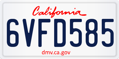 CA license plate 6VFD585
