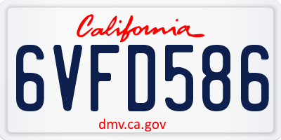 CA license plate 6VFD586