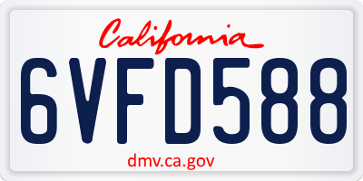 CA license plate 6VFD588
