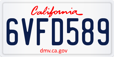 CA license plate 6VFD589