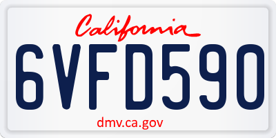 CA license plate 6VFD590