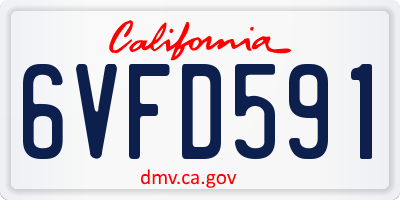 CA license plate 6VFD591