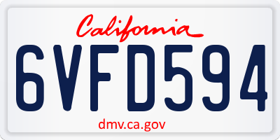 CA license plate 6VFD594