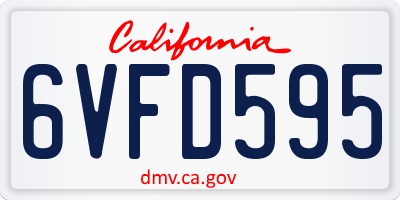 CA license plate 6VFD595