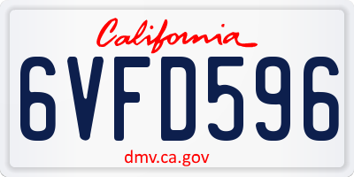 CA license plate 6VFD596