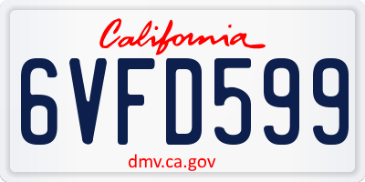 CA license plate 6VFD599