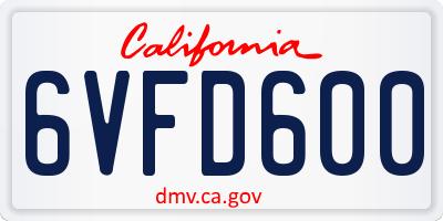 CA license plate 6VFD600