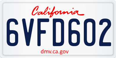 CA license plate 6VFD602