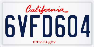 CA license plate 6VFD604