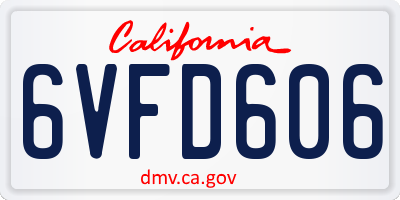 CA license plate 6VFD606