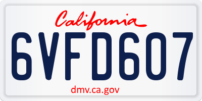 CA license plate 6VFD607