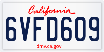 CA license plate 6VFD609