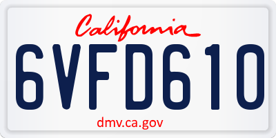 CA license plate 6VFD610