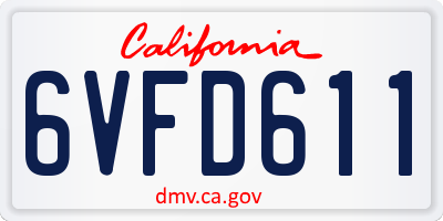 CA license plate 6VFD611