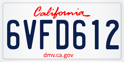 CA license plate 6VFD612