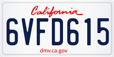 CA license plate 6VFD615