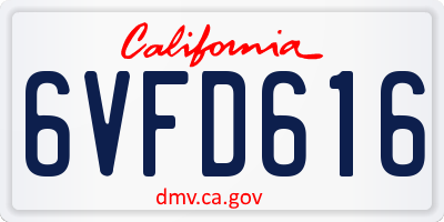 CA license plate 6VFD616