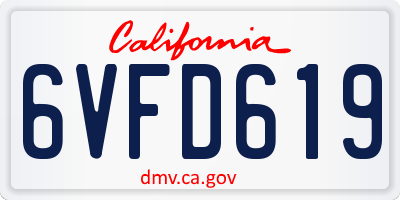 CA license plate 6VFD619