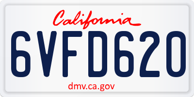 CA license plate 6VFD620