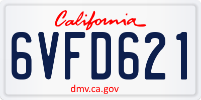 CA license plate 6VFD621