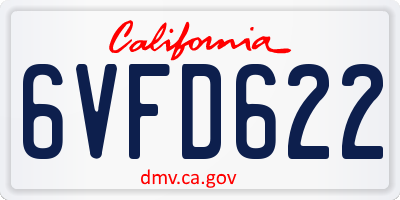 CA license plate 6VFD622