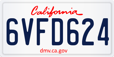 CA license plate 6VFD624