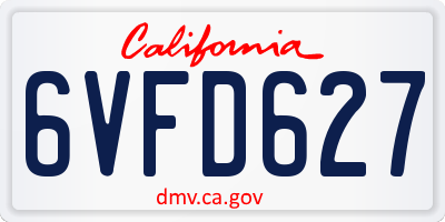 CA license plate 6VFD627
