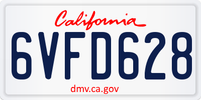 CA license plate 6VFD628